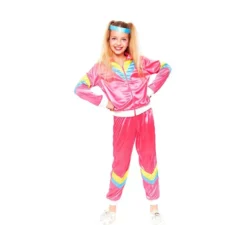 Costume da tuta rosa anni '80 per bambina
