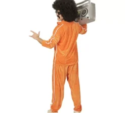 Costume da tuta sportiva da uomo in velluto arancione anni '80