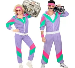 Costume da tuta viola anni '80 per adulto