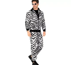 Costume da tuta zebrata neon alla moda per adulti