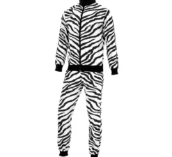 Costume da tuta zebrata neon alla moda per adulti