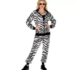 Costume da tuta zebrata neon alla moda per adulti