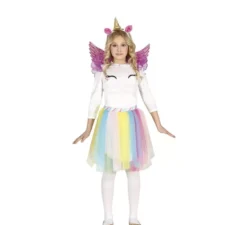 Costume da unicorno arcobaleno con ali per bambina