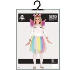 Costume da unicorno arcobaleno con ali per bambina