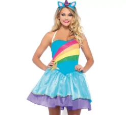 Costume da unicorno arcobaleno per donna