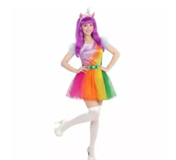 Costume da Unicorno multicolore con cerchietto per donna