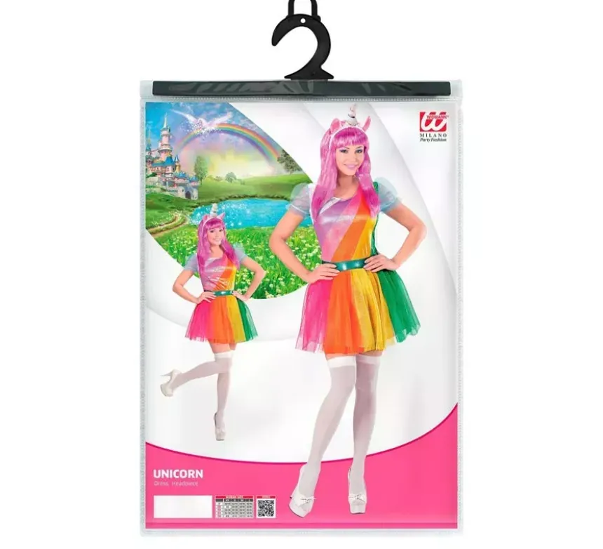 Costume da Unicorno multicolore con cerchietto per donna