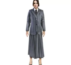 Costume da uniforme scolastica gotica a righe da donna