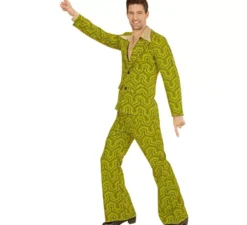 Costume da uomo anni '70 con carta da parati verde