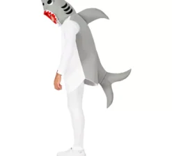 Costume da uomo con cappuccio da squalo grigio