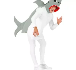 Costume da uomo con cappuccio da squalo grigio
