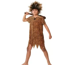 Costume da uomo delle caverne con stampa animalier per bambino