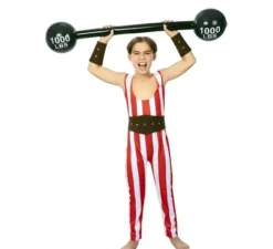 Costume da uomo forte rosso e bianco con cintura per bambino