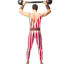 Costume da uomo forte rosso e bianco con cintura per uomo
