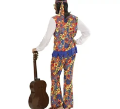 Costume da uomo hippie con nastro e medaglione per uomo