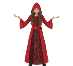 Costume da vampira con cappuccio rosso per bambina