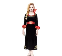 Costume da vampiro rosso e nero per bambina