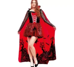 Costume da vampiro stampato deluxe per donna