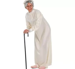 Costume da vecchia bianco per adulti
