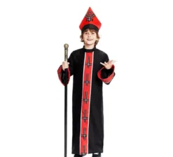Costume da Vescovo satanico con stola nera e rossa per bambino