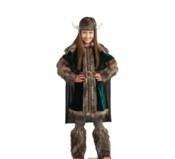 Costume da Vichinga verde per bambina