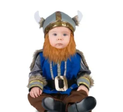 Costume da vichingo blu con cappello per neonato e bambino