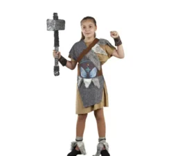Costume da vichingo grigio per bambina