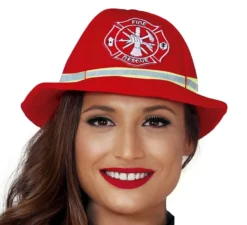 Costume da vigile del fuoco rosso per donna con bande rifrangenti