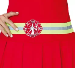 Costume da vigile del fuoco rosso per donna con bande rifrangenti