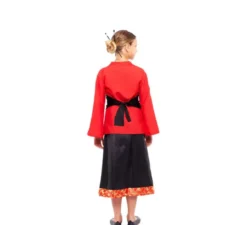Costume da villico cinese rosso e nero per bambina