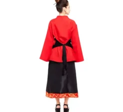 Costume da villico cinese rosso e nero per donna