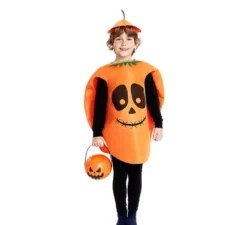 Costume da zucca circolare con cappello per bambino