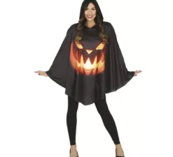 Costume da zucca in poncho nero per donna