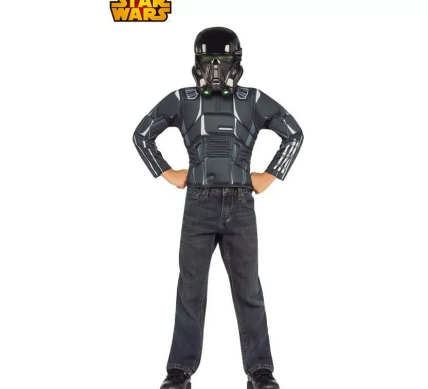 Costume Death Trooper nero stella guerre con maschera per bambino scatola