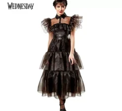 Costume del mercoledì, abito da ballo nero deluxe per donna