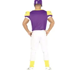 Costume del quarterback che indossa viola e giallo per l'uomo