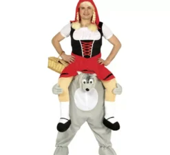 Costume di cappuccetto rosso sulle spalle di lupo per gli adulti