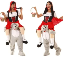 Costume di cappuccetto rosso sulle spalle di lupo per gli adulti