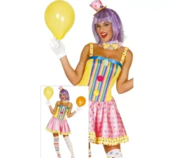 Costume di clown multicolore per donna