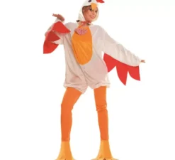 Costume di gallina bianca e arancione per donna