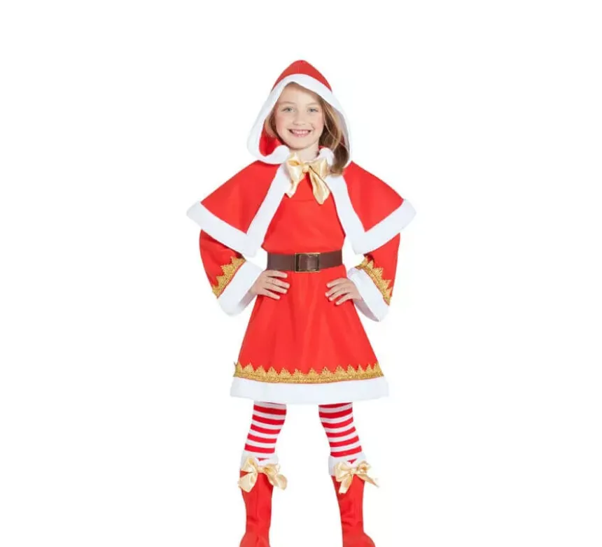 Costume di Mamma Natale con mantello per bambina