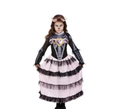 Costume di Miss Day Morti bianco e rosa per le ragazze
