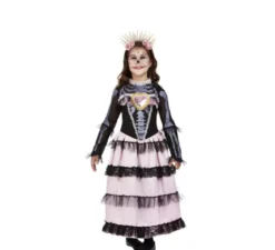 Costume di Miss Day Morti bianco e rosa per le ragazze