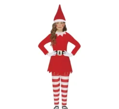 Costume di Natale da elfo sulla mensola per bambine