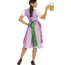 Costume Dirndl rosa e verde con grembiule per donna