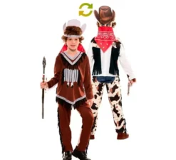 Costume doppio da indiano e cowboy per bambino