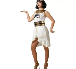 Costume egiziano bianco e oro con cintura per donna