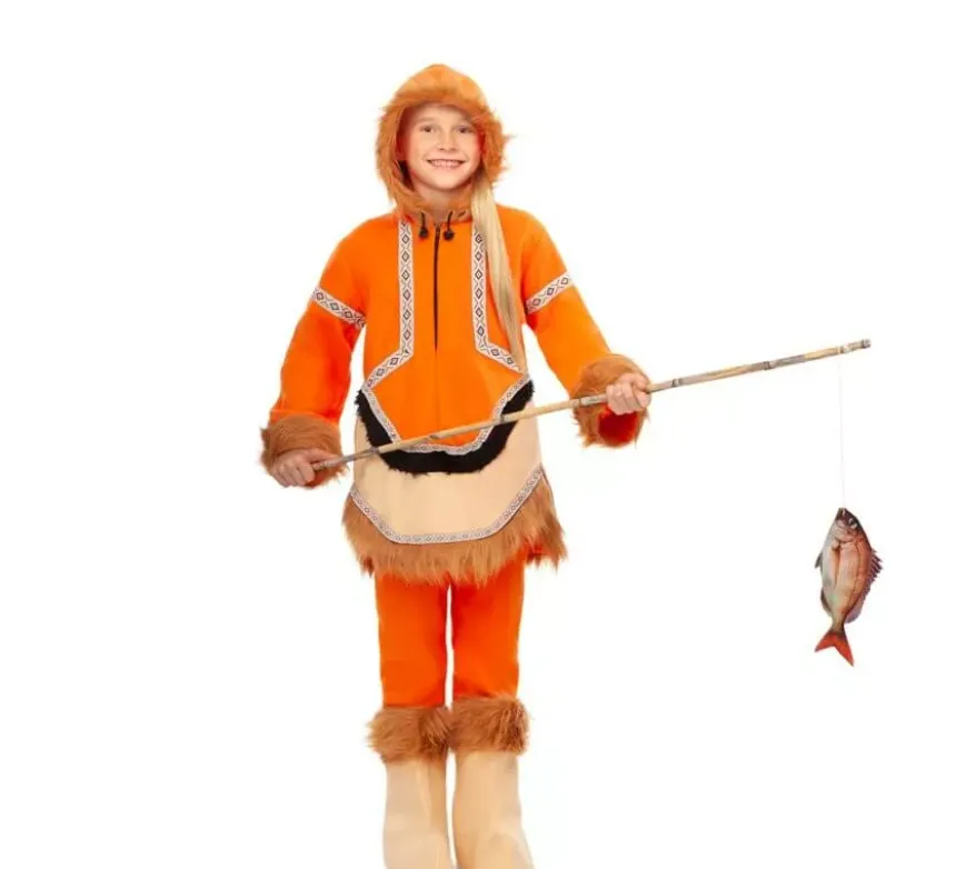 Costume eschimese arancione per bambina