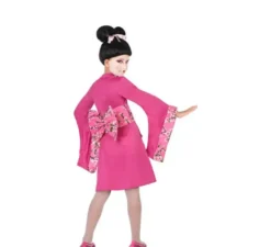 Costume Geisha rosa con fiori per bambina