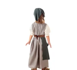 Costume grigio da fruttiera medievale con sciarpa per bambina